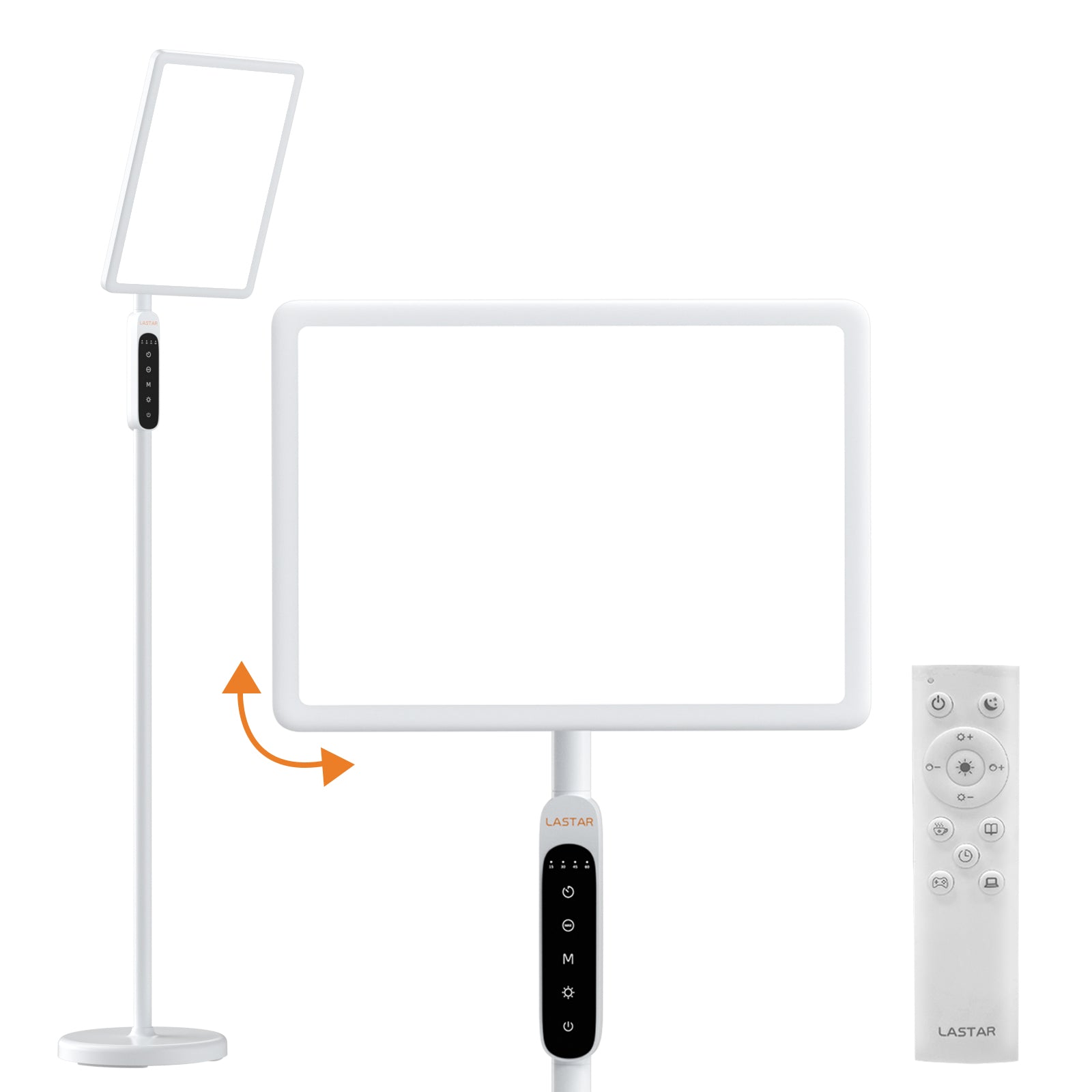 LASTAR Light Therapy Lamp, Sun Light, 12000LUX UV-Free &Full Spectrum Daylight Lamp,Remote Control/4 Color Temperature/5 Brightness/4 Timer/3 Height Floor Sunlight Lamp(White)