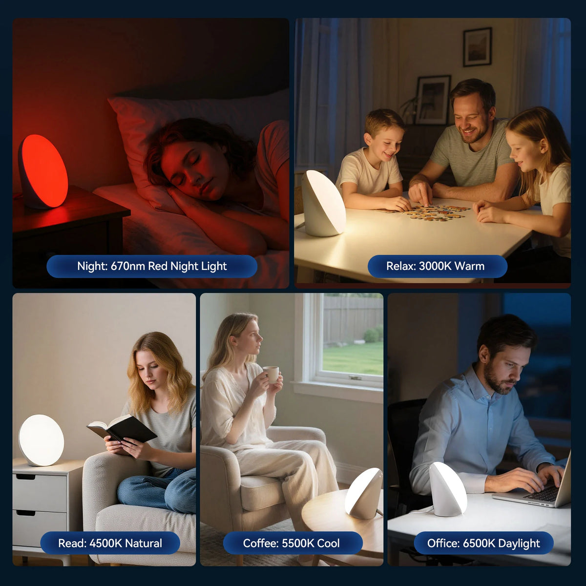 LASTAR red and white lamp for bedside, reading and desk lighting