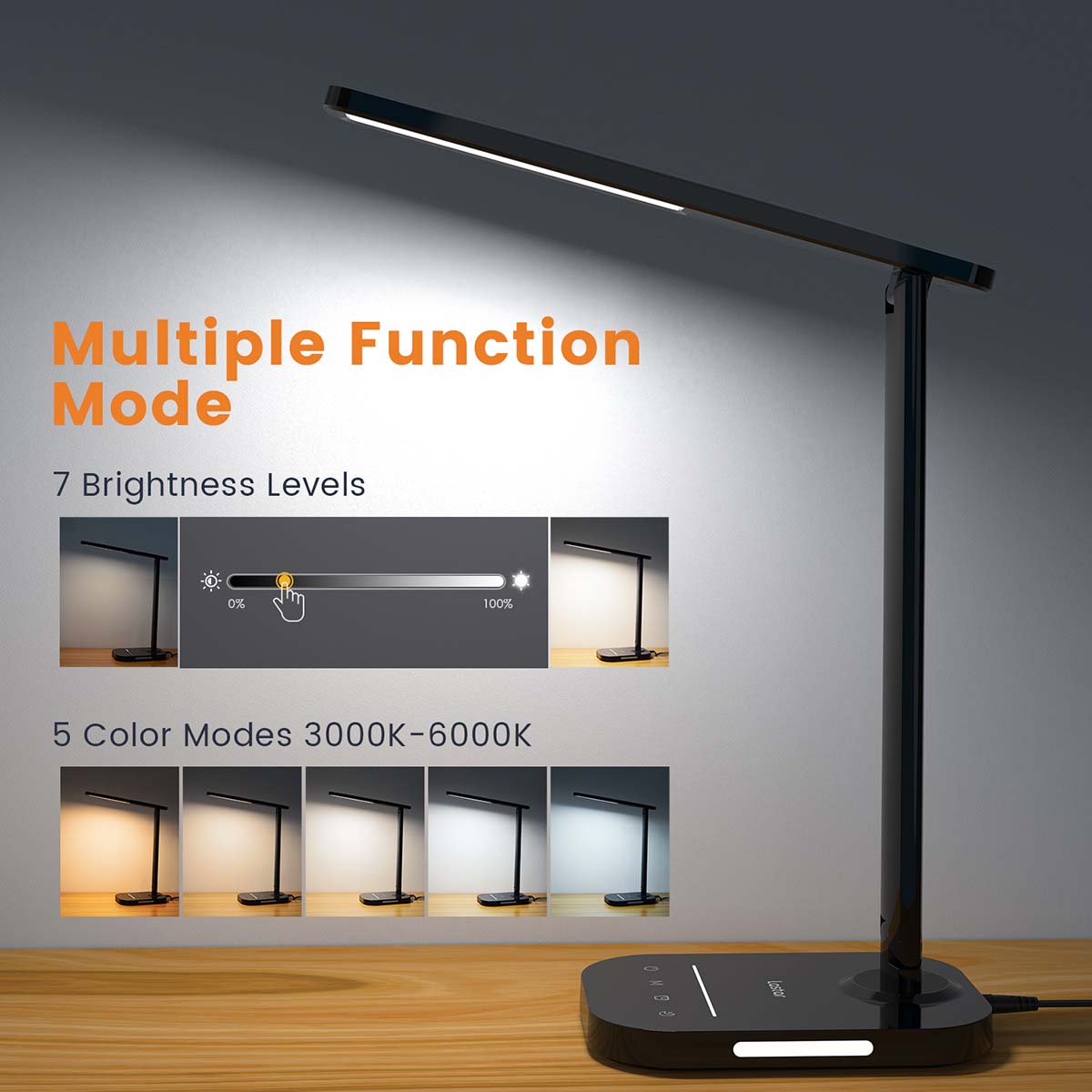 Dimmable LED Desk Lamp with USB Port