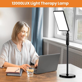 LASTAR Light Therapy Lamp, 12000LUX Therapy Light UV-Free &Full Spectrum Sun Lamp,Remote Control/4 Color Temperature/5 Brightness/4 Timer/2 Height Floor Sunlight Therapy Lamp