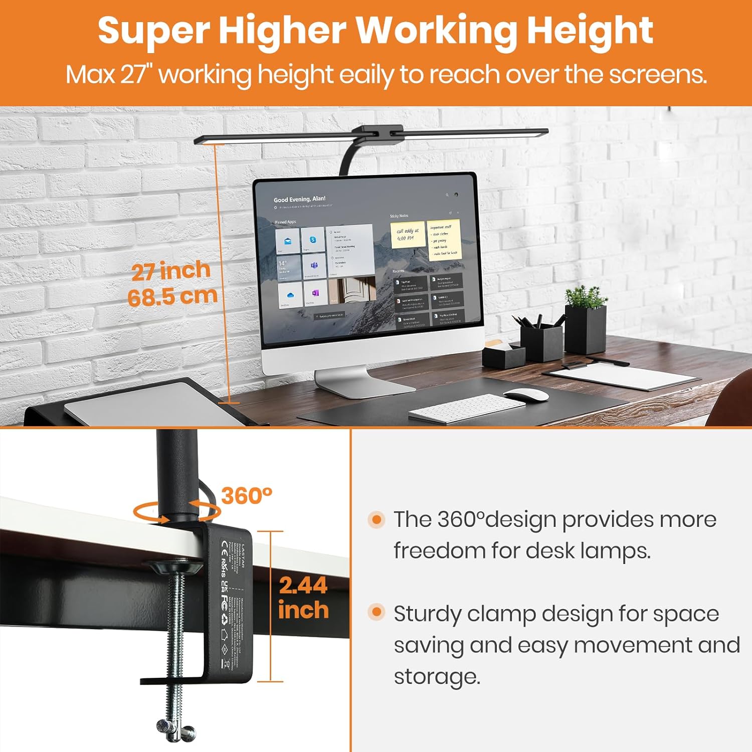 LASTAR LED Desk Lamp with Remote Control, 32.5" Large Architect Desk Lamp with Clamp, Timer, 24W Ultra Bright Gooseneck Desk lamp for Home Office Computer Reading