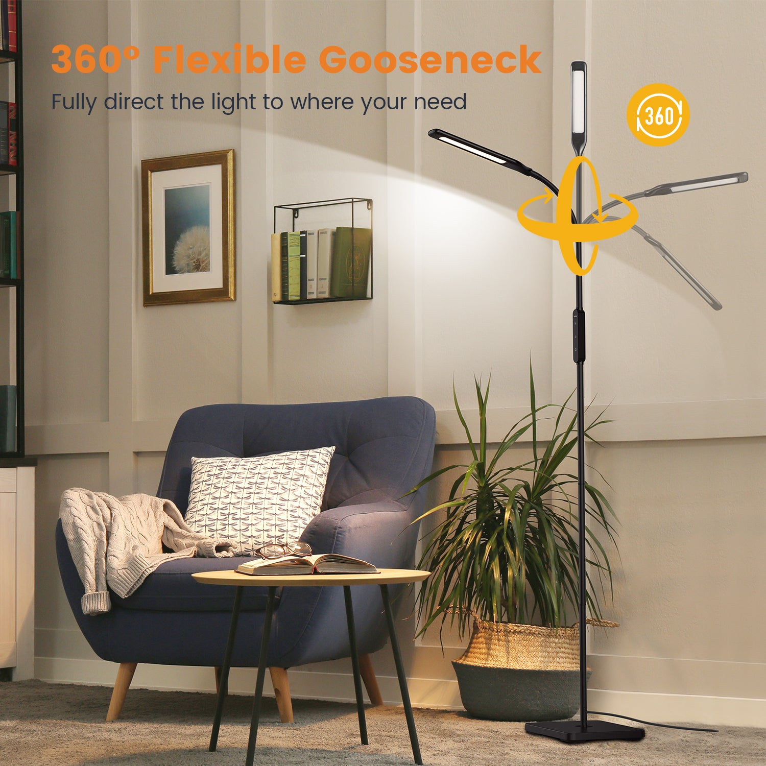 Lastar LED Floor Lamp, Reading Standing Lamps with Remote and Touch Control for Living Room, Bedroom, Office with 4 Color Temperature & 4 Brightness Levels, 60 min Timer & Memory Function
