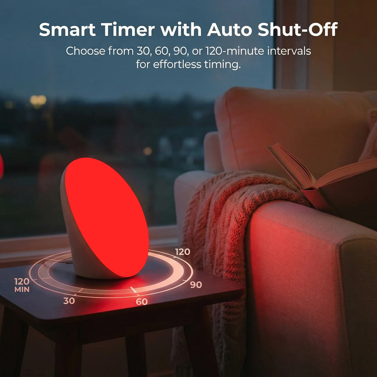 LASTAR red light lamp with 30, 60, 90 and 120 minute auto-off timers