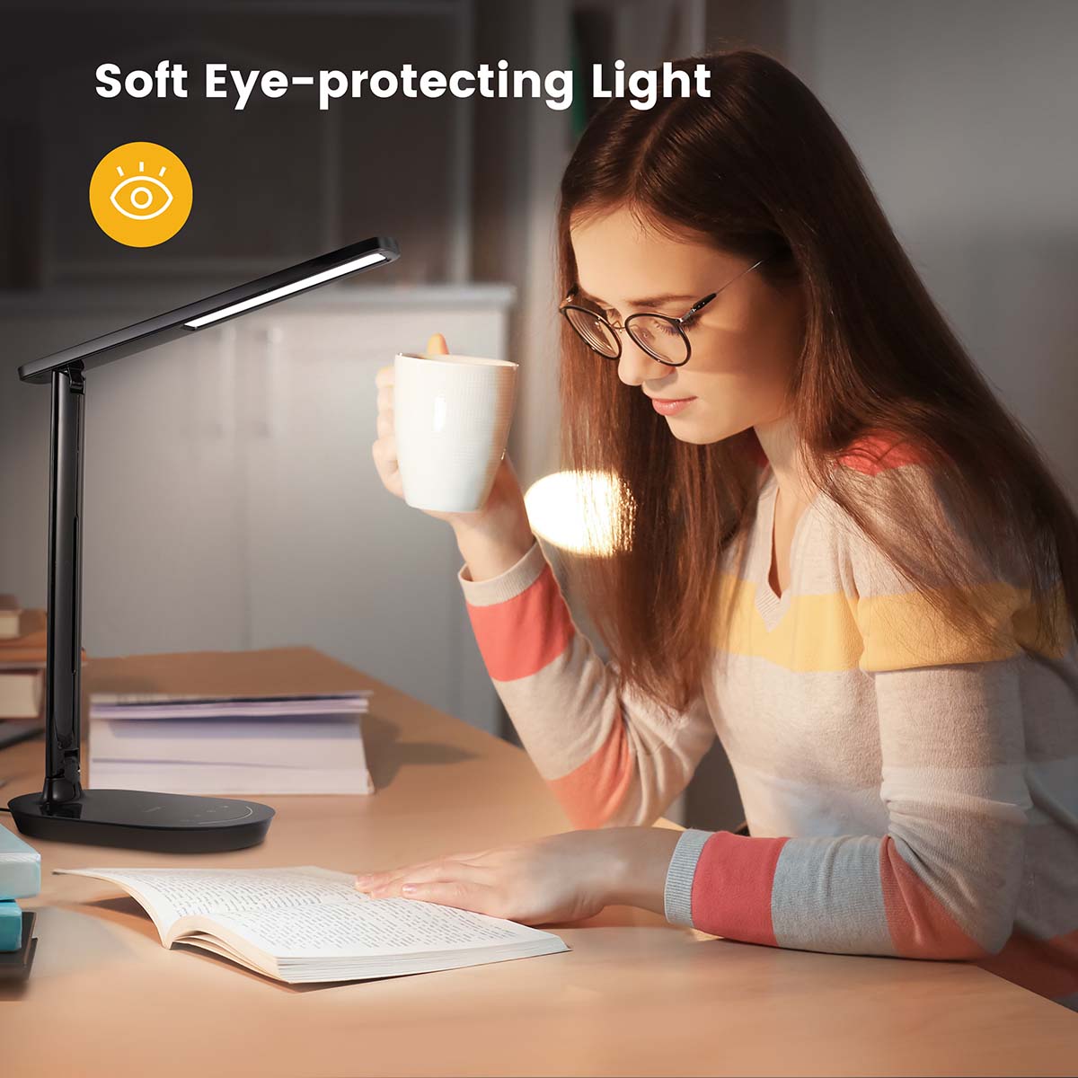 Lastar LED Desk Lamp, Dimmable Eye-Protecting Table Lamps